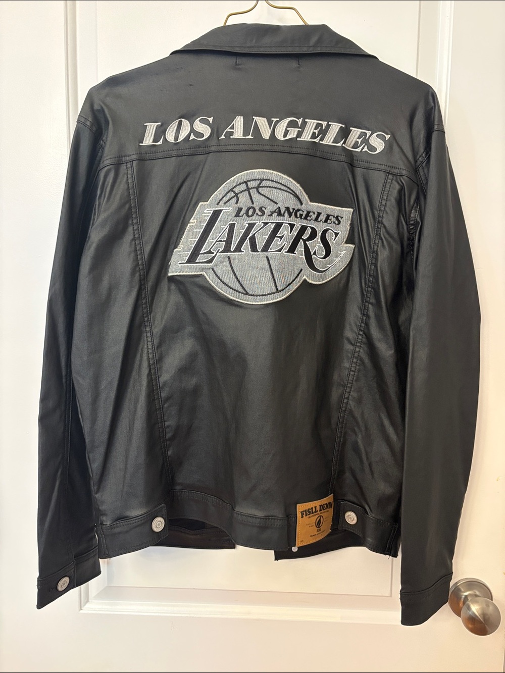FISLL LOS ANGELES LAKERS NBA BLACK JACKET WITH EMBROIDERED LOGOS